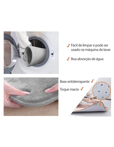 Tapete de Banheiro Cinza Antiderrapante...
