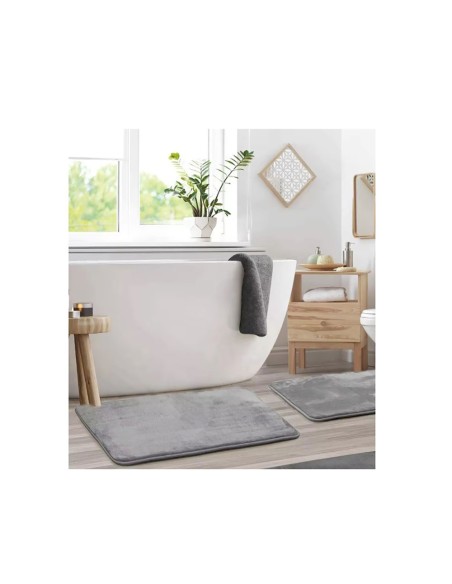 Tapete de Banheiro Cinza Antiderrapante Retangular 60x40cm