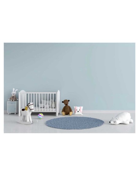 Tapete Redondo Antiderrapante Felpudo Leve Closet Quarto Azul 120cm