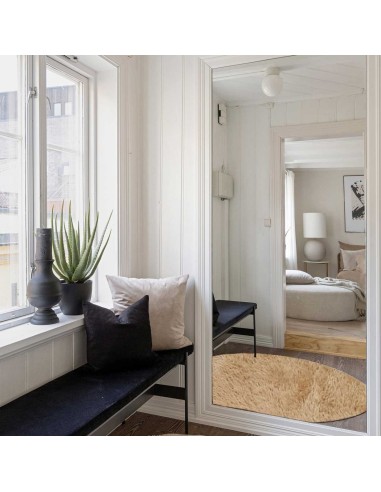 Tapete Redondo Bege Felpudo Leve Antiderrapante...