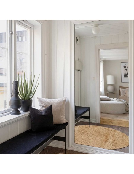 Tapete Redondo Bege Felpudo Leve Antiderrapante Closet 120cm