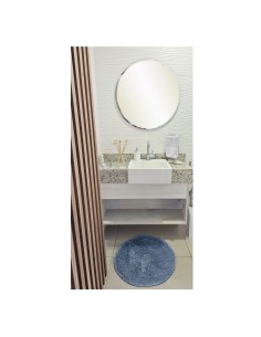 Tapete Redondo Banheiro Azul Cinza Closet Felpudo... 2