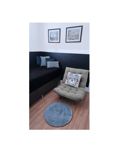 Tapete Redondo Banheiro Azul Cinza Closet...