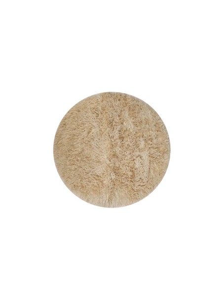 Tapete Redondo Banheiro Quarto Bege Felpudo Antiderrapante 60cm