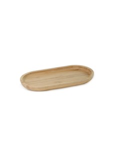 Bandeja de Bambu Prato Oval Petisqueira Servir Decorar 24cm