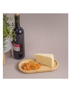 Bandeja de Bambu Prato Oval Petisqueira Servir Decorar 24cm 2