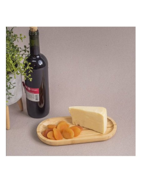 Bandeja de Bambu Prato Oval Petisqueira Servir Decorar 24cm