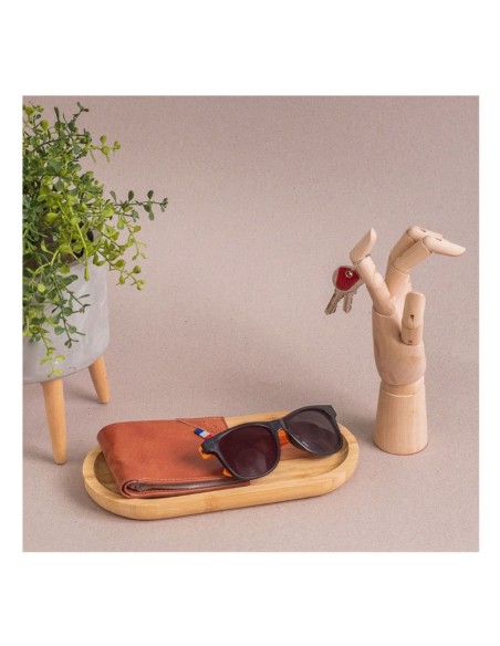 Bandeja de Bambu Prato Oval Petisqueira Servir Decorar 24cm