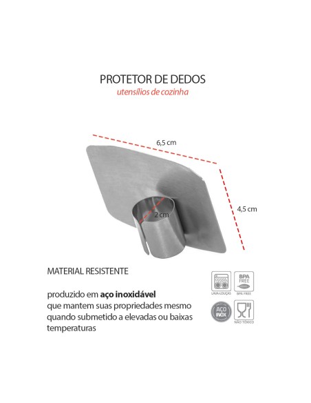 Protetor de Dedos Cortar Legumes Frutas Carne Inox 6,5cm