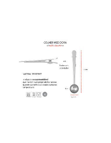 Colher Medidora Prendedor Clip Aço Inox...