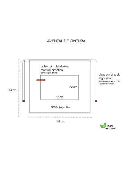 Avental de Cintura Jeans Azul Algodao Cafeteria Bar Vegano