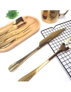 Faca Dourada Carne Assados Utensilios Aço Inox Positano 2