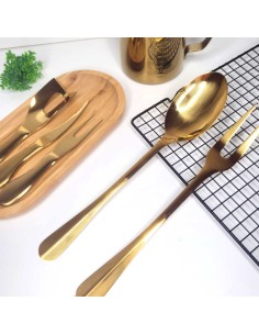 Colher Dourada Servir Arroz Salada Aço Inox Positano 2