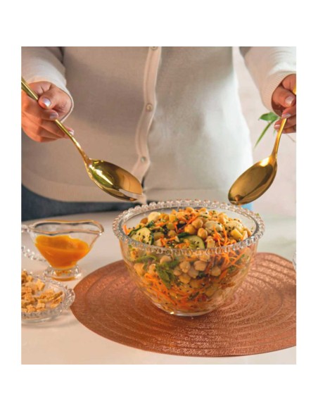 Colher e Garfo Jogo Salada Aço Inox Dourado Positano 2un