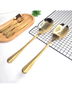 Colher e Garfo Jogo Salada Aço Inox Dourado Positano 2un 2