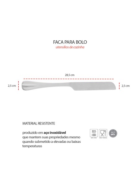 Faca para Bolo Aço Inox Utensilios Positano Confeitaria