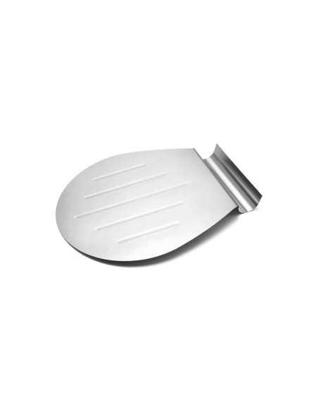 Espatula Salva Bolo Pizza Placa Aço Inox Base Redonda 33x26cm