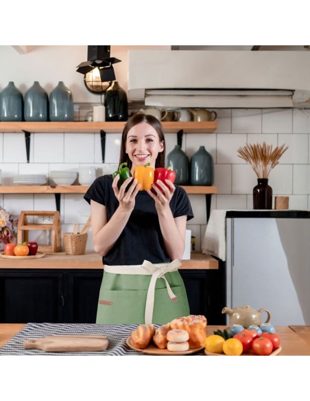 Avental de Cintura Verde Matte Algodao Cafeteria Bar Vegano