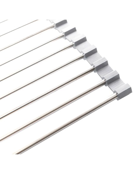 Escorredor Multiuso Esteira de Pia Dobravel Inox e Silicone