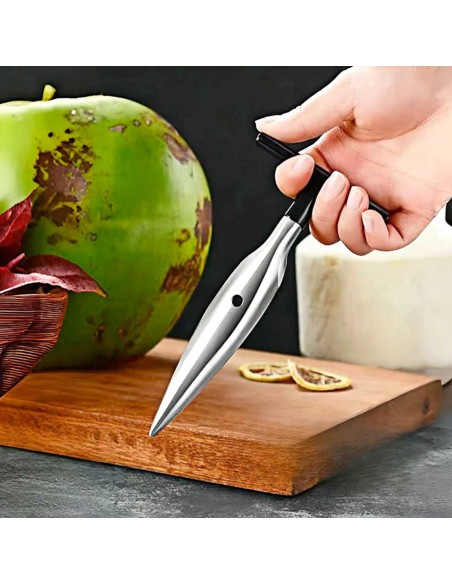 Abridor Furador de Coco Aço Inox Cabo Preto