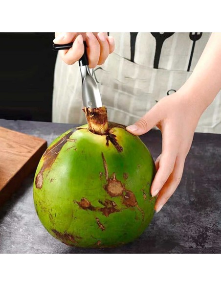 Abridor Furador de Coco Aço Inox Cabo Preto