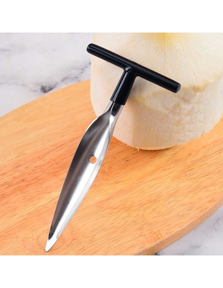 Abridor Furador de Coco Aço Inox Cabo Preto