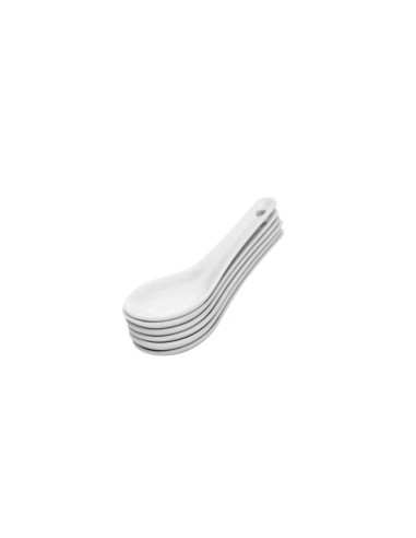 Colher Finger Food Porcelana Branca Buffet Lamen Bistro 6un