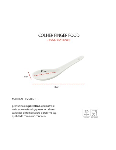Colher Finger Food Porcelana Branca Buffet...