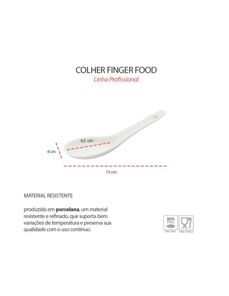 Colher Finger Food Porcelana Branca Buffet Lamen Bistro 6un