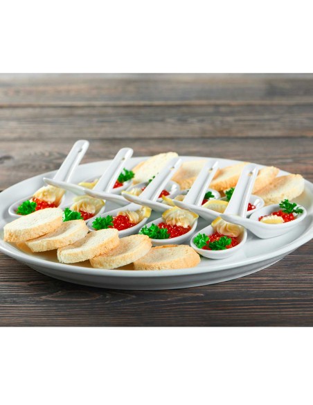 Colher Finger Food Porcelana Branca Buffet Lamen Bistro 6un
