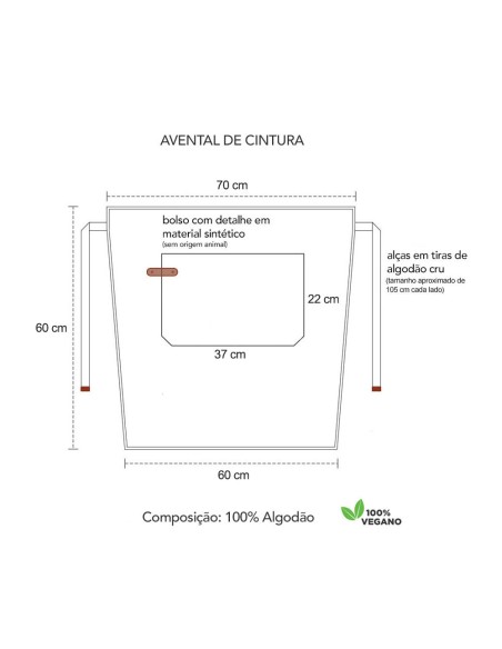 Avental de Cintura Caramelo Mostarda Cafeteria Bartender
