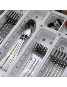 Organizador de Gaveta Branco Antiderrapante Porta Talheres 2