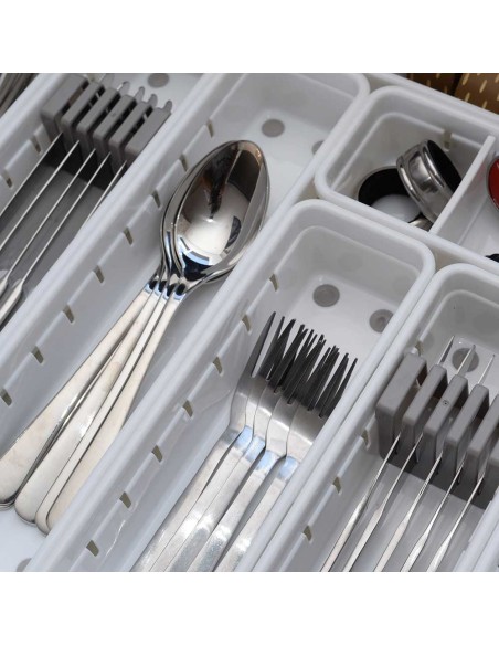 Organizador de Gaveta Branco Antiderrapante Porta Talheres