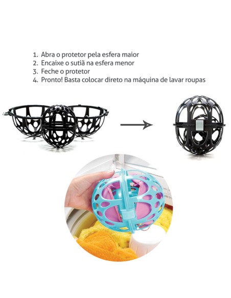 Protetor Bola para Maquina Lavar Roupa Esfera Sutia Lingerie