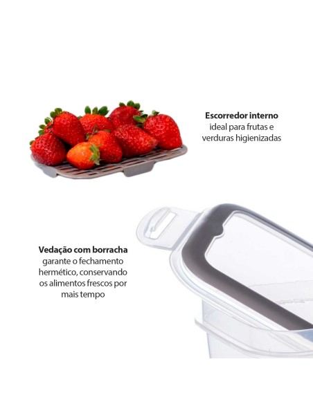 Pote Hermetico Porta Frios Frutas Trava Plastico BPA Free 1L