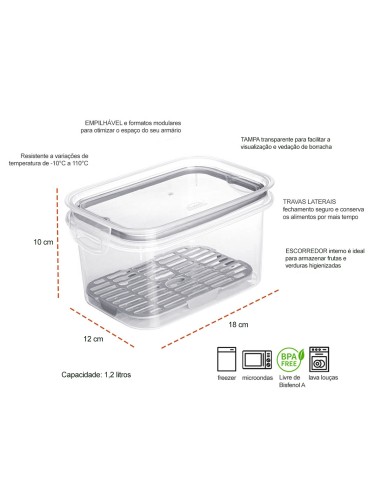 Pote Hermetico Porta Frios Trava Plastico BPA...