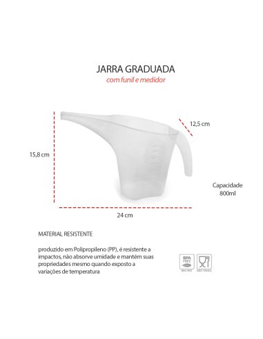 Jarra Bico Funil Leiteira Medidora Transparente...