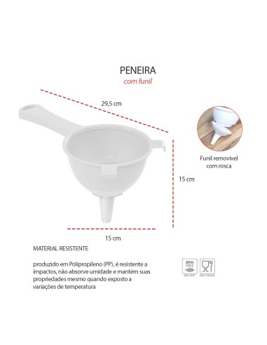 Peneira com Funil Encaixavel Cozinha Plastico...