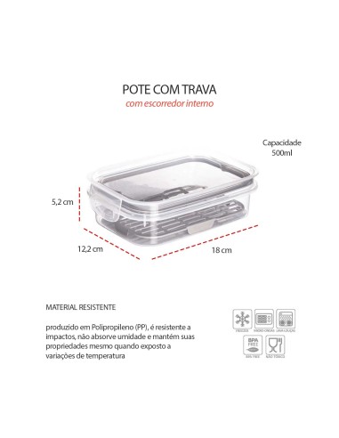 Pote Hermetico Transparente Escorredor Interno...