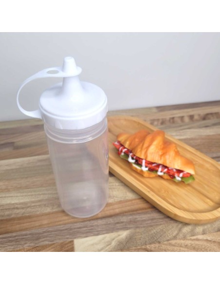 Bisnaga Transparente Tubo Molho Bico Fino Plastico 380ml