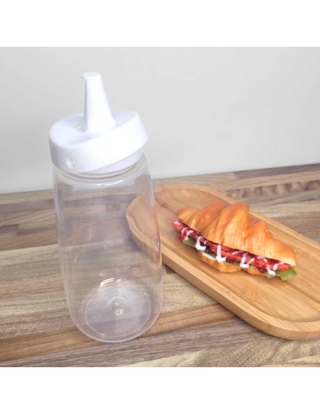 Bisnaga Transparente Tubo Molho Bico Fino Plastico Flip 520ml
