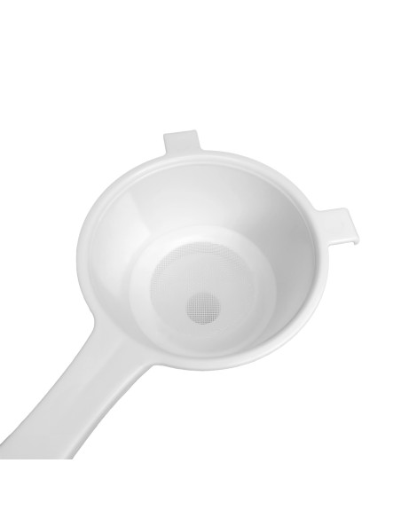 Peneira com Funil Encaixavel Cozinha Plastico Branco Pequeno