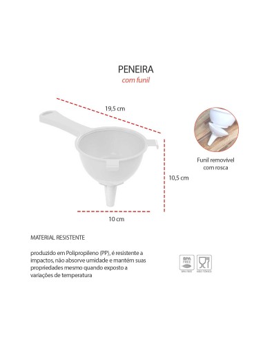 Peneira com Funil Encaixavel Cozinha Plastico...
