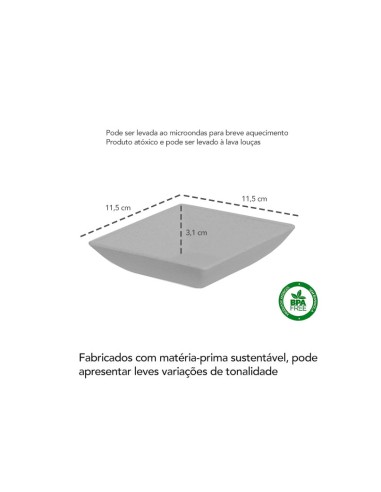 Tigela Quadrada Preta Mini Petisqueira ECO