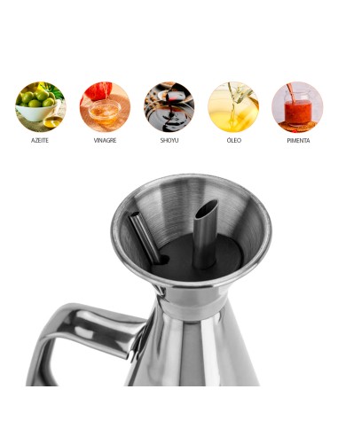 Galheteiro Porta Azeite Bico Jarra Aço Inox...