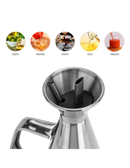 Galheteiro Porta Azeite Bico Jarra Aço Inox Dispenser 250ml