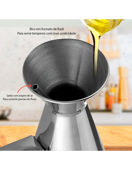 Galheteiro Porta Azeite Bico Jarra Aço Inox Dispenser 250ml