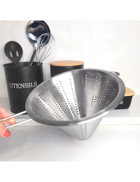 Funil Passador Chinoy Coador Peneira Aço Inox 20cm