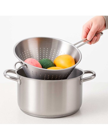 Funil Passador Chinoy Coador Peneira Aço Inox 24cm