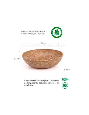 Tigela Cumbuca Saladeira Pote Bowl ECO Bege 2,4L
